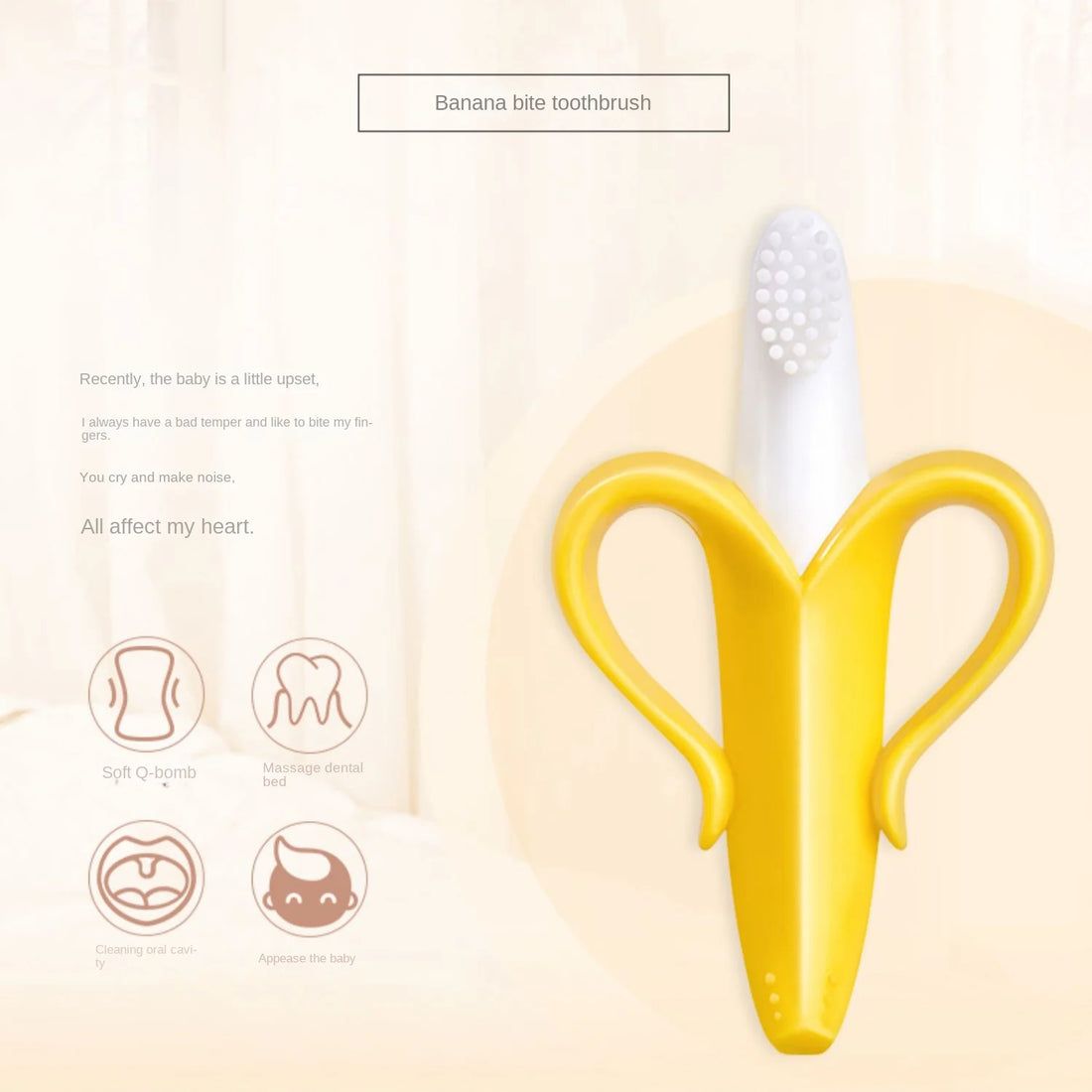 Banana Shape Safe Toddle Teether Baby Silicone Training Toothbrush BPA