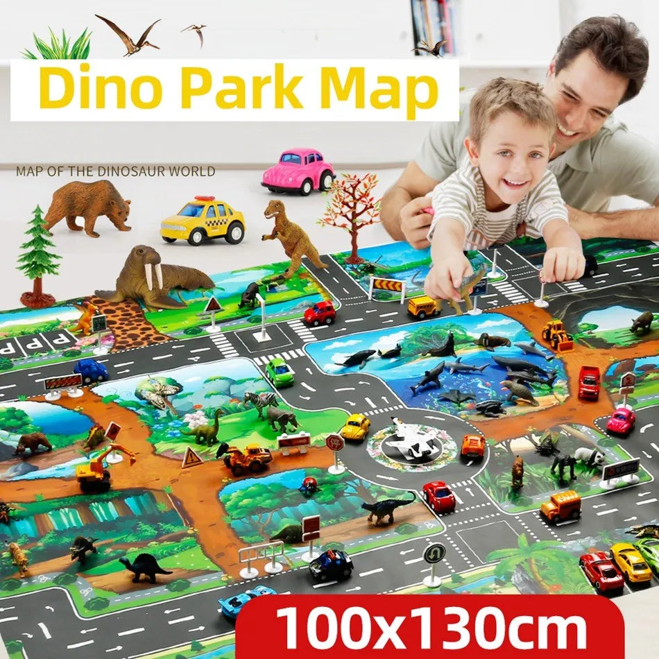 100x130 Kids Playmat Farm Road Portable Map Baby Educational Rugs