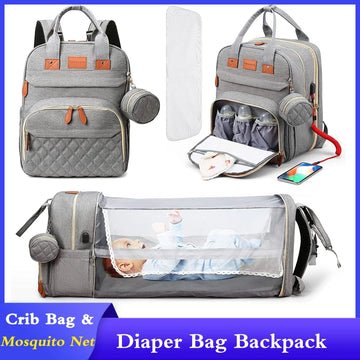 3 In 1 Diaper Bag Backpack Foldable Baby Bed Waterproof Travel Bag